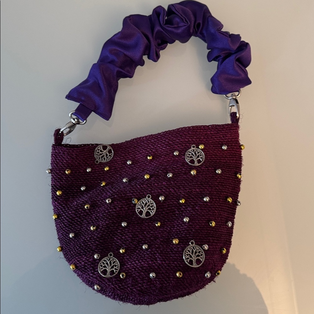 PIMKAY Crochet Handbag with Satin Handle